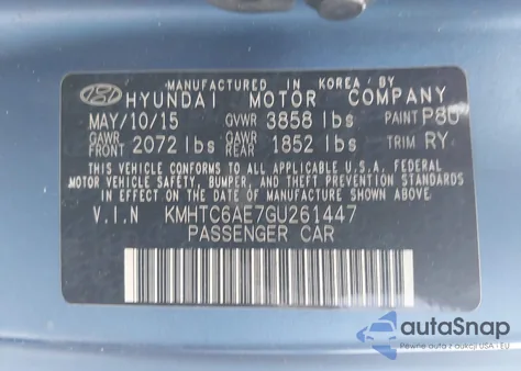 2016 Hyundai Veloster Turbo Rally Edition из США, поврежденный, VIN KMHTC6AE7GU261447